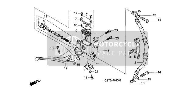 Honda SH50 2001 Maître-cylindre de frein avant pour un 2001 Honda SH50